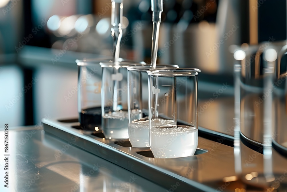 Access to Multiple Transparent Beakers in a Organized Laboratory Workspace Access to Multiple Transparent Beakers in a Organized Laboratory Workspace