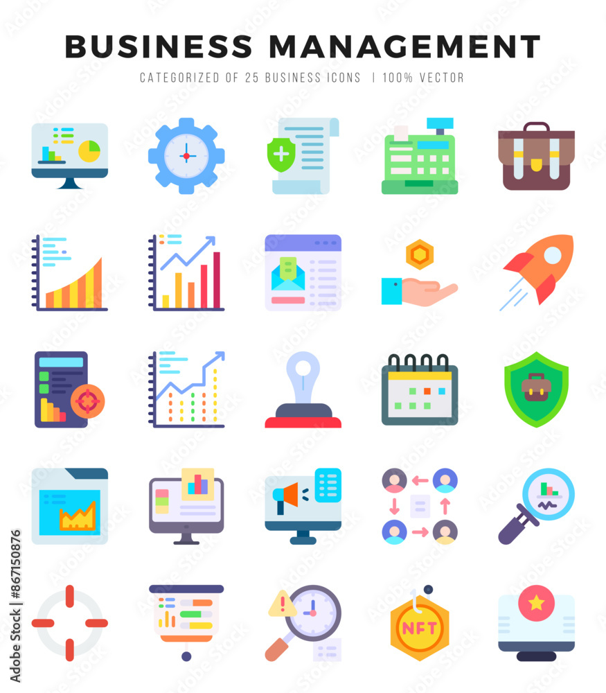 Set of Flat Business Management Icons. Flat art icon. Vector illustration Set of Flat Business Management Icons. Flat art icon. Vector illustration