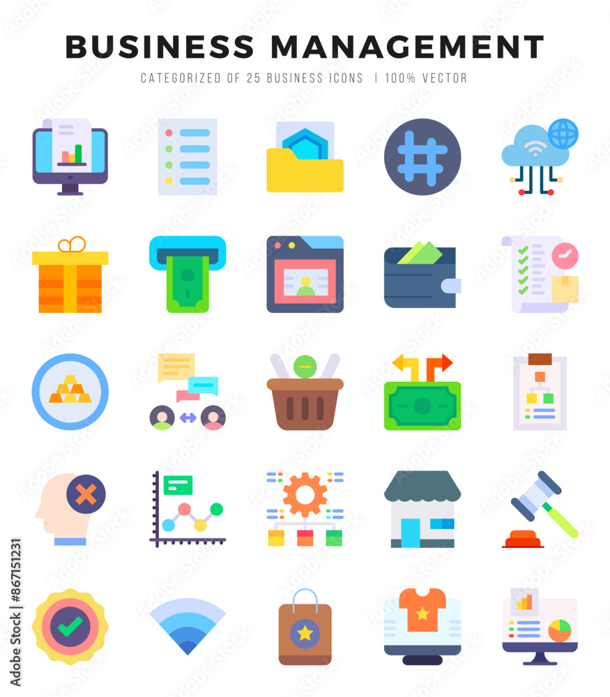 Business Management elements. Flat web icon set. Simple vector illustration. Business Management elements. Flat web icon set. Simple vector illustration.