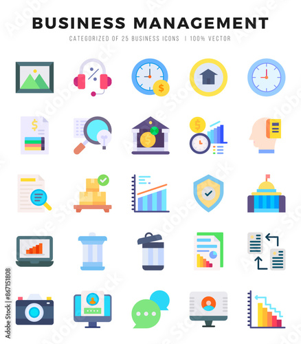 Wallpaper Mural icons set. Business Management for web. app. vector illustration. Torontodigital.ca