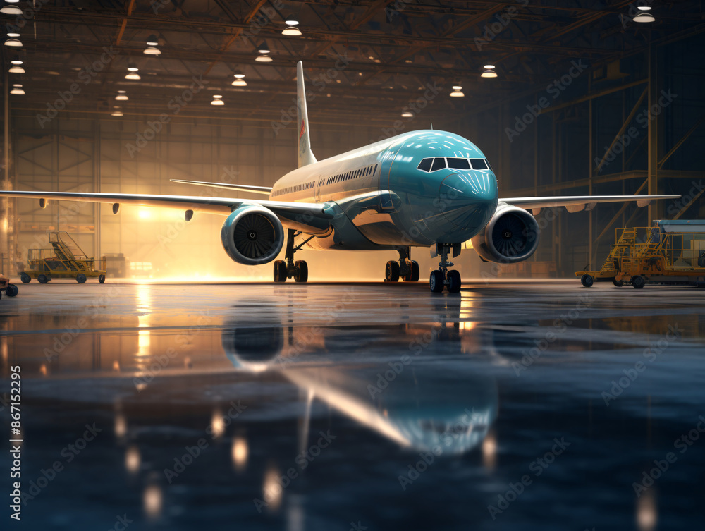 a plane in a hangar a plane in a hangar