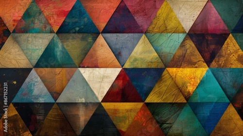 Abstract Geometric Pattern With Vibrant Colors and Textured Surfaces