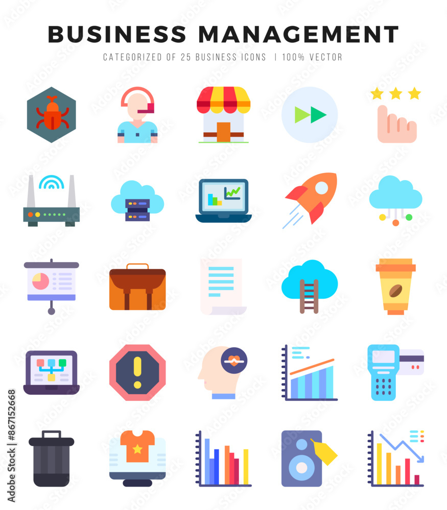 Vector icons set of Business Management. Flat style Icons. Vector icons set of Business Management. Flat style Icons.