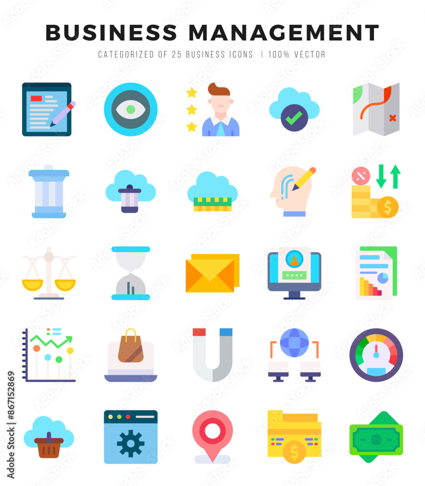 Set of simple Flat Business Management Icons. Flat art icons pack. Vector illustration. Set of simple Flat Business Management Icons. Flat art icons pack. Vector illustration.
