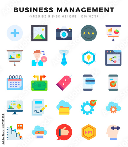 Wallpaper Mural Business Management Icons bundle. Flat style Icons. Vector illustration. Torontodigital.ca