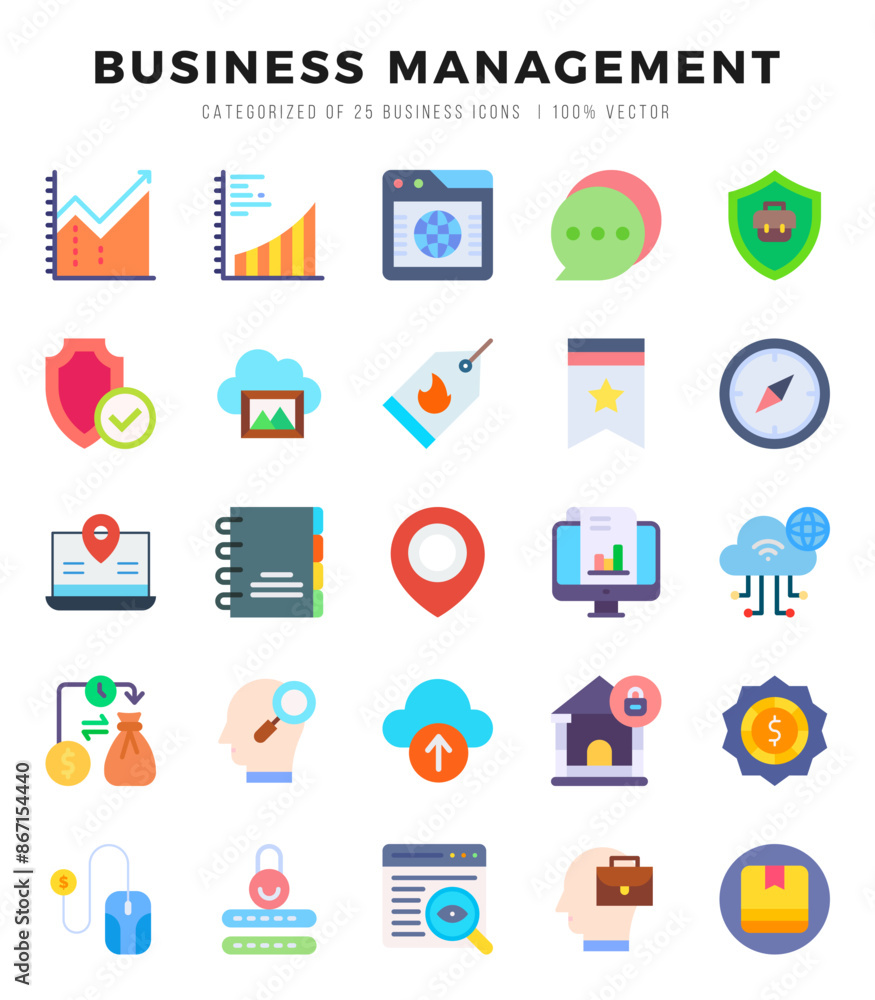 Business Management web icons in Flat style. Business Management web icons in Flat style.