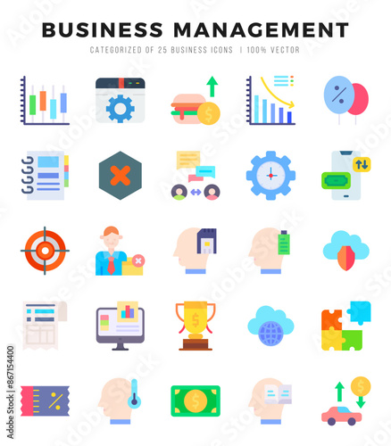 Set of Flat Business Management Icons. Flat art icon. Vector illustration © Icon