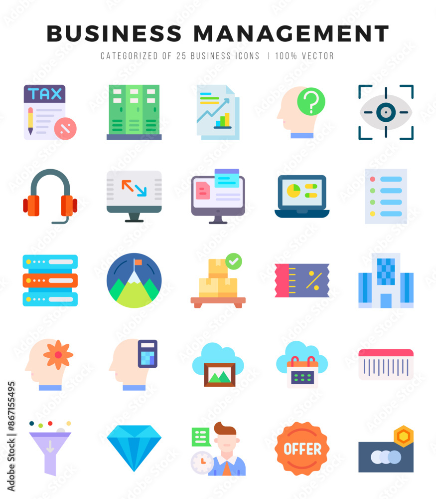 Set of Business Management Icons Flat icons collection. Set of Business Management Icons Flat icons collection.