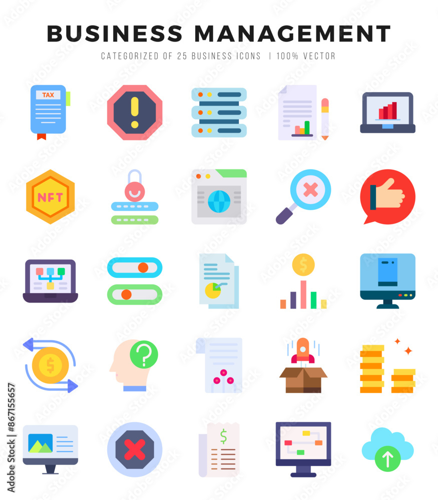 Collection of Business Management 25 Flat Icons Pack. Collection of Business Management 25 Flat Icons Pack.