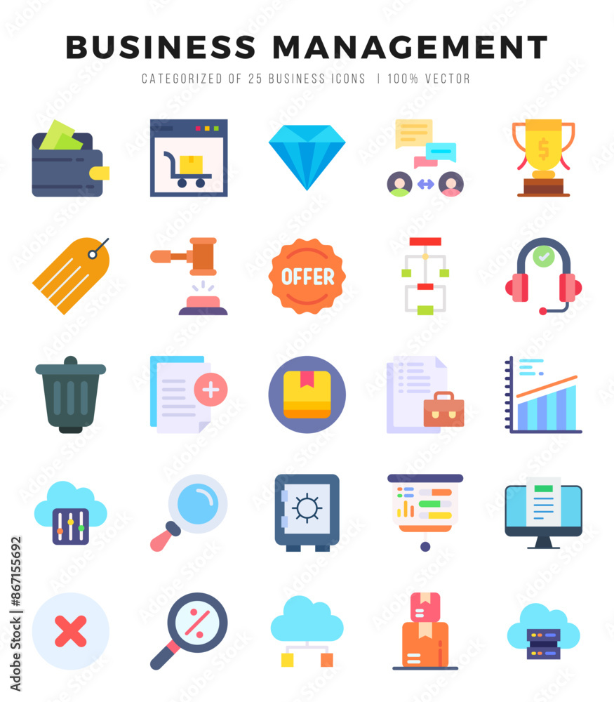 Set of 25 Business Management Flat Icons Pack. Set of 25 Business Management Flat Icons Pack.