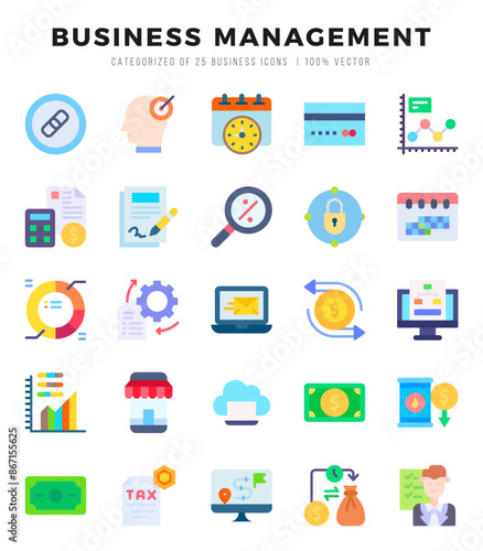 Wallpaper Mural Business Management Flat icons collection. 25 icon set in a Flat design. Torontodigital.ca