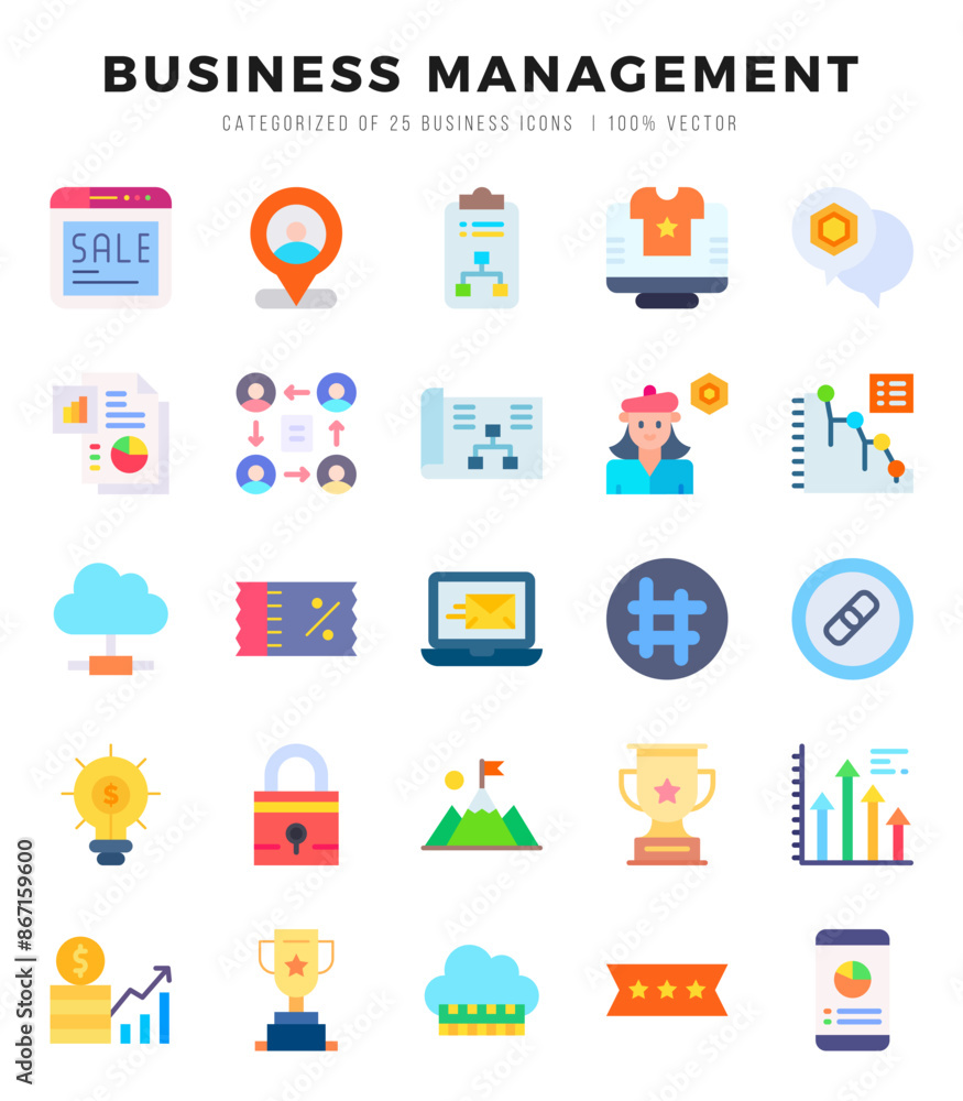 Simple Set of Business Management Related Vector Flat Icons.