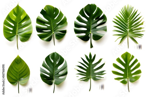 Tropical leaves designed on a white background.