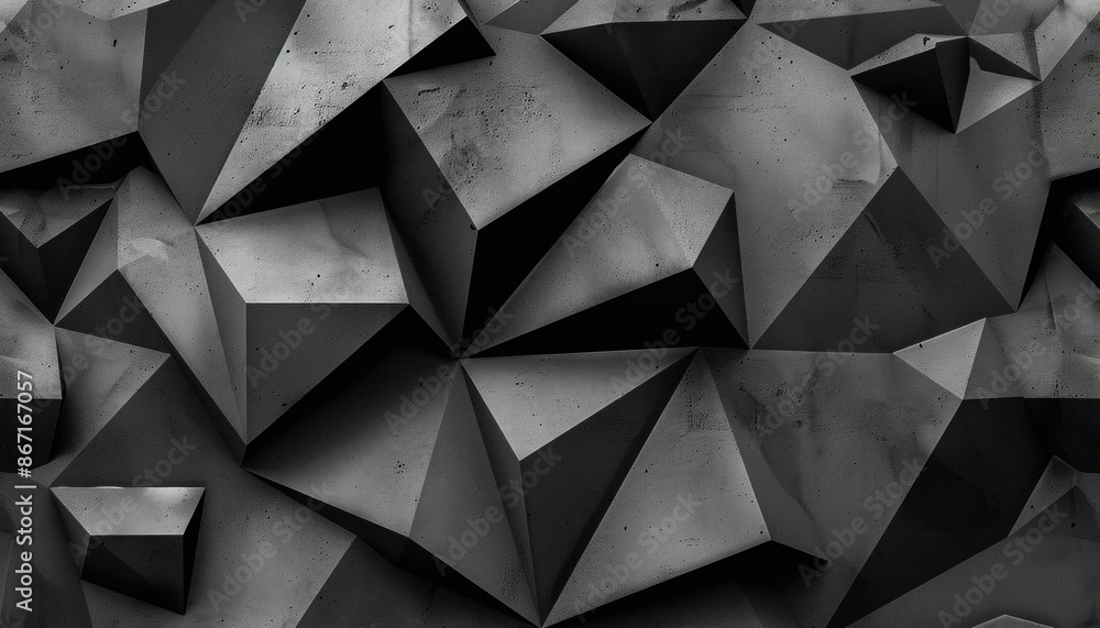 Fototapeta premium Geometric black and white photo with triangle, gray, style, wood, symmetry, and pattern keywords