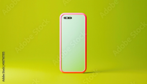 Free Download A cell phone, a communication gadget, with a yellow surface and pink case lying on it - GFXLoad