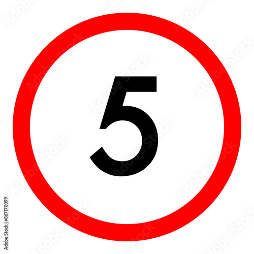 Speed limit 5 round road traffic icon flat design for project