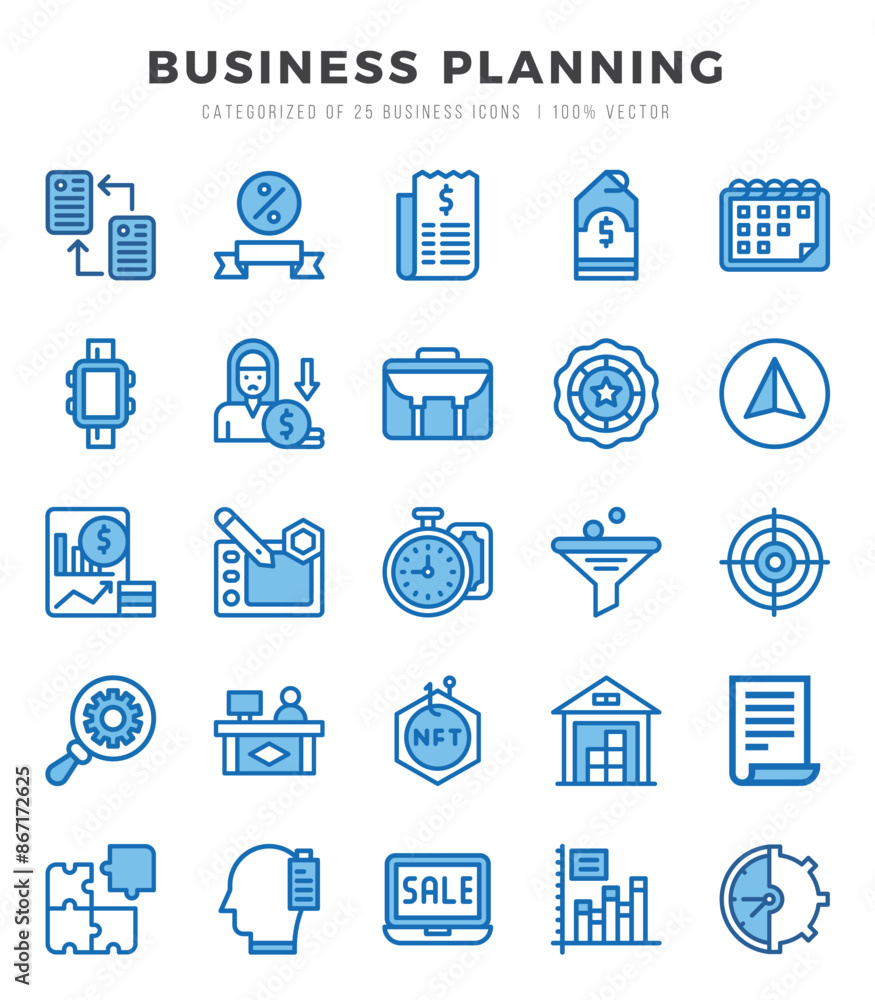 Collection of Business Strategy 25 Two Color Icons Pack. Collection of Business Strategy 25 Two Color Icons Pack.