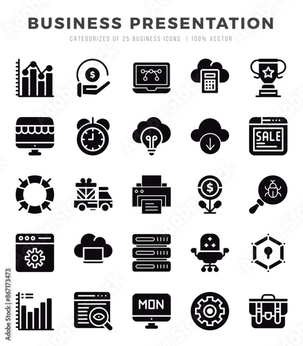 Business Presentation Icon Bundle 25 Icons for Websites and Apps