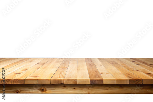 Empty natural wooden table top isolated with transparent background