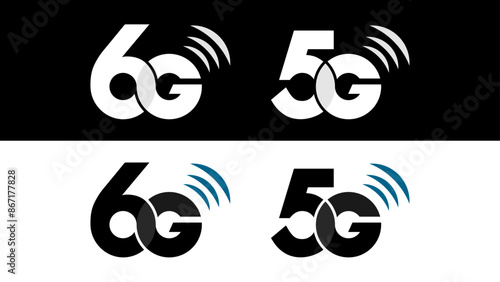 6G and 5G Wireless Networks Vector Icon Illustration. High-Speed Technology, and Internet.