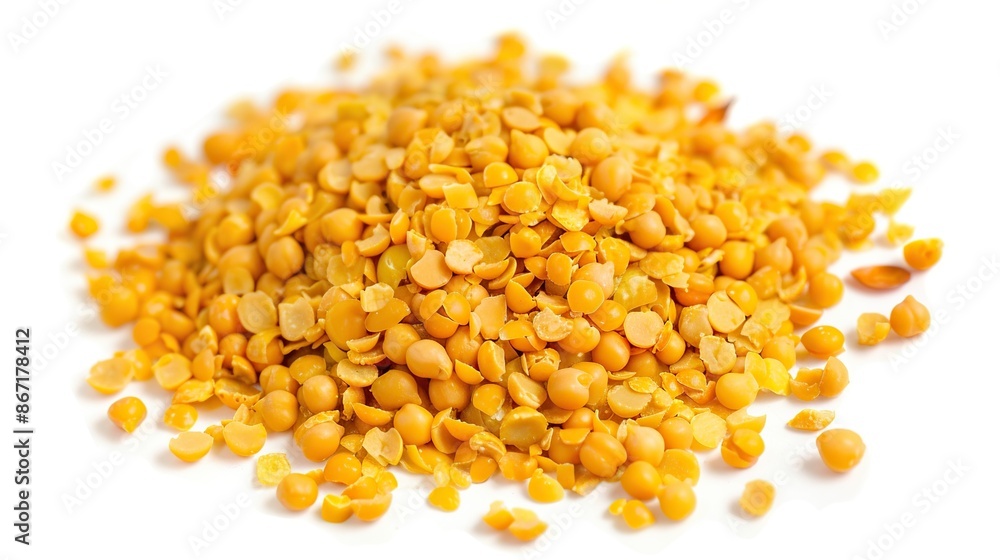 Yellow Split Peas on White Background Yellow Split Peas on White Background