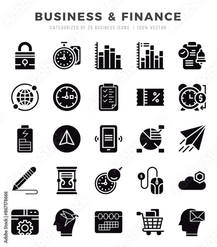 Business & Finance icons set. Vector illustration.