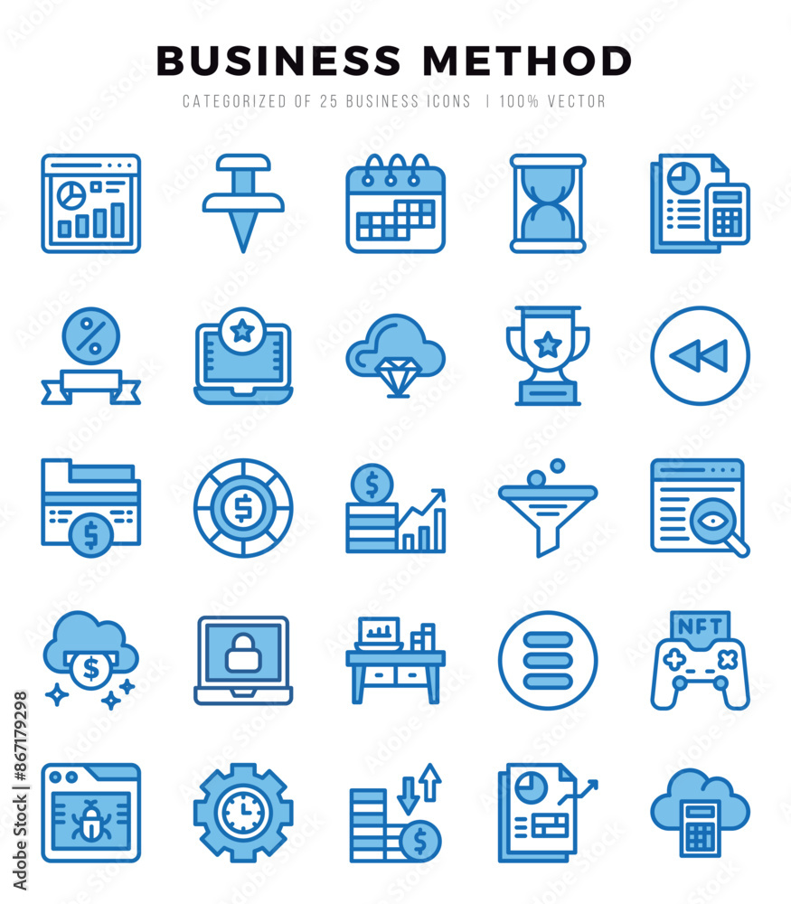 Set of Two Color Business Method Icons. Two Color art icon. Vector illustration Set of Two Color Business Method Icons. Two Color art icon. Vector illustration