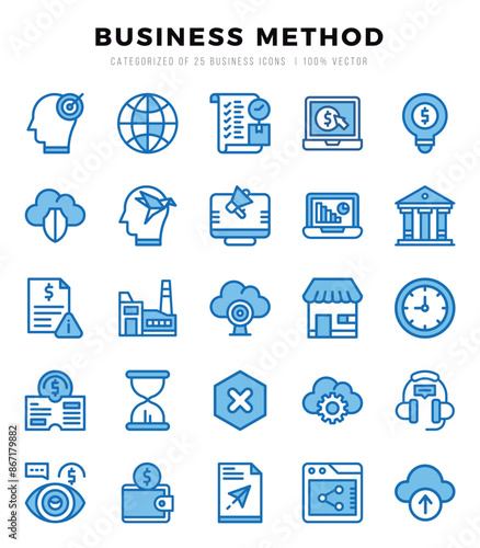 Business Method icons set for website and mobile site and apps.