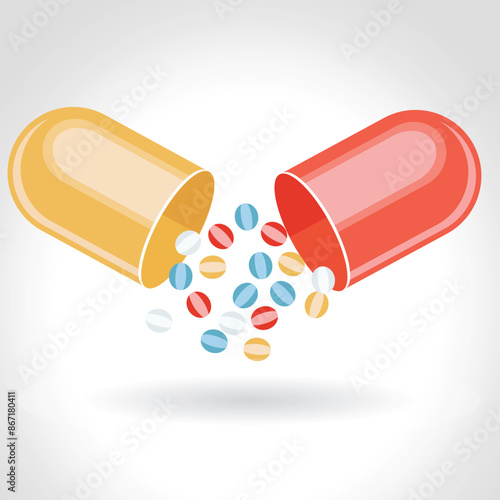 Medical Pill Opening to show Smaller pills for treatment 