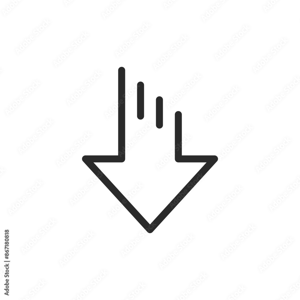 Down arrow, linear style icon. Editable stroke width Down arrow, linear style icon. Editable stroke width