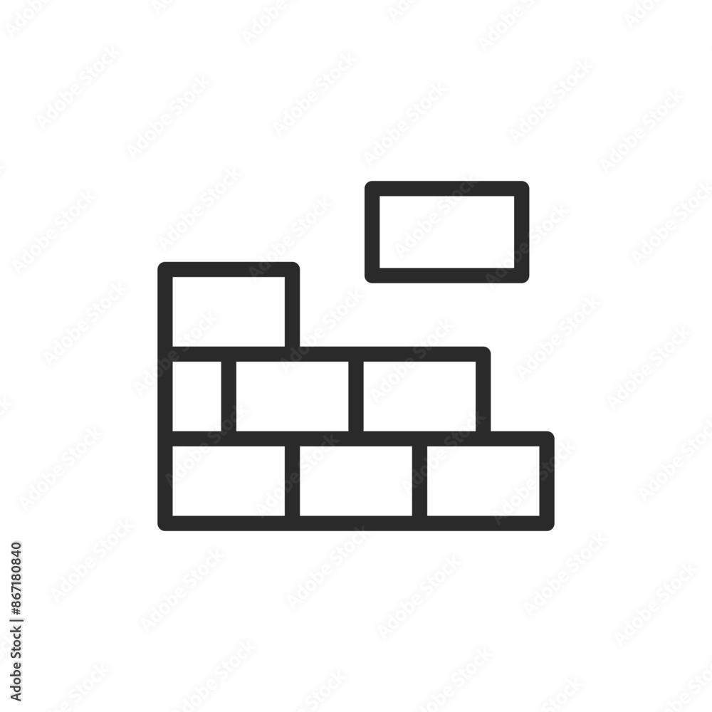 Brick wall construction, linear style icon. Editable stroke width Brick wall construction, linear style icon. Editable stroke width