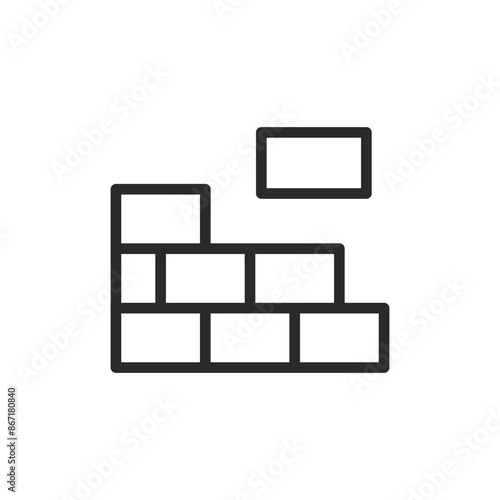 Brick wall construction, linear style icon. Editable stroke width