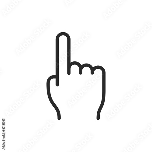 Hand pointing up, linear style icon. direction and indication. And Hand showing one, Counting on fingers. Editable stroke width