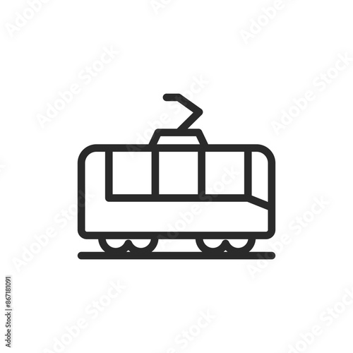 Tram, linear style icon. tram or streetcar transportation. Editable stroke width.