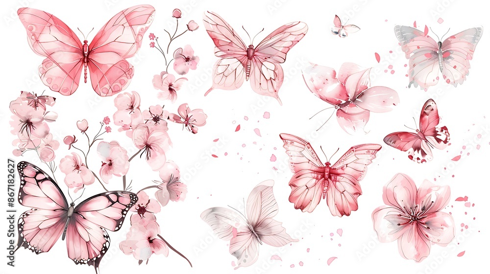 Soft floral butterfly scene concept, Delicate butterflies and blossoms nature scene floral art soft colors aesthetic design tranquil setting Soft floral butterfly scene concept, Delicate butterflies and blossoms nature scene floral art soft colors aesthetic design tranquil setting