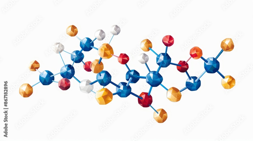 Detailed vector of adrenaline molecule, labeled atoms, molecular formula, clean and precise, bright colors, clear white background Detailed vector of adrenaline molecule, labeled atoms, molecular formula, clean and precise, bright colors, clear white background