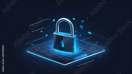 Wallpaper Mural Digital padlock for computing system on dark blue background, privacy data network protection concept Torontodigital.ca