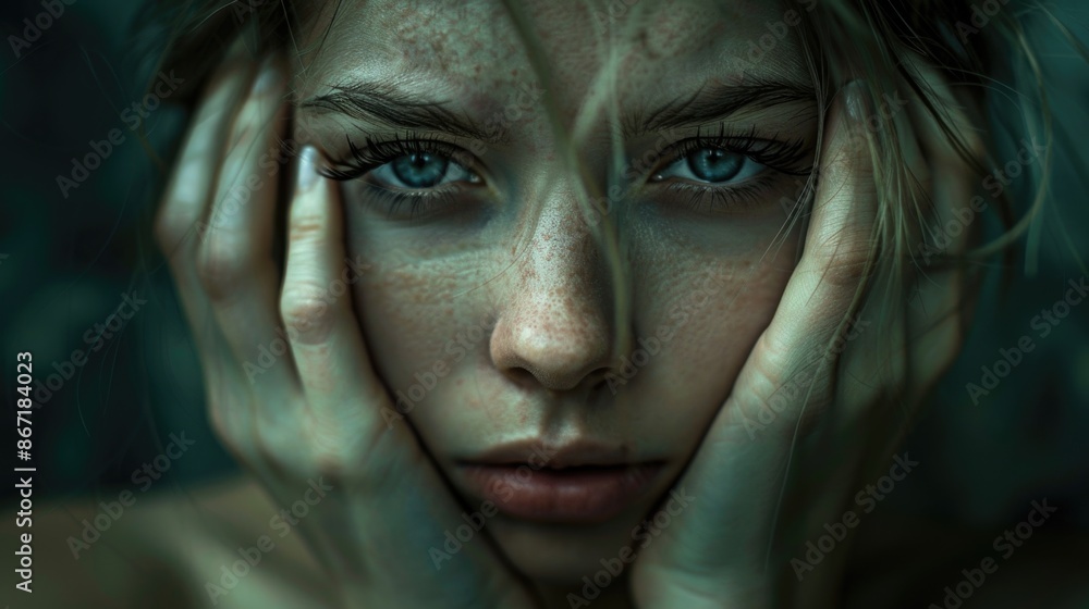 Close up of woman with blue eyes Close up of woman with blue eyes