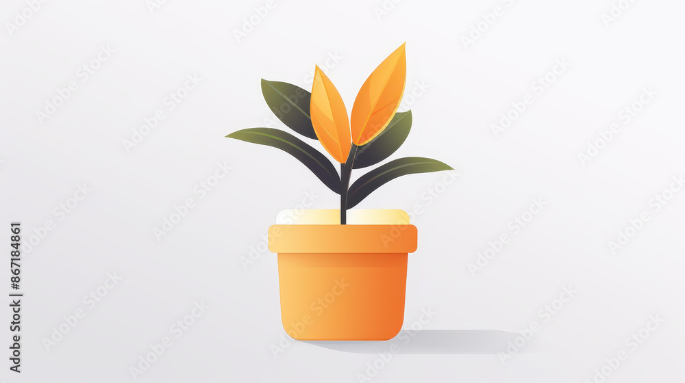 Vector illustration of a potted plant on a plain background with soft colors. Vector illustration of a potted plant on a plain background with soft colors.