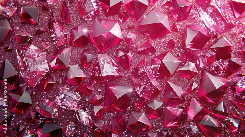 Brilliant Shiny Pink Gemstones on Glittering Background with Faceted Crystals and Diamonds for Luxurious Decor Brilliant Shiny Pink Gemstones on Glittering Background with Faceted Crystals and Diamonds for Luxurious Decor