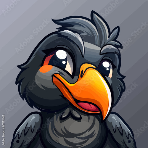 cartoon character logo, Hawk, winking, smiling, 2d, vector illustration, mascot logo
