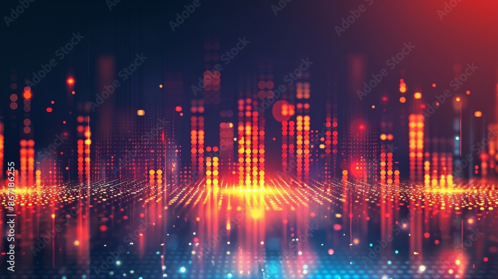 Obraz premium Digital graphic of music equalizer, vector illustration, vibrant background for brochure, website, flyer, print, poster, modern and stylish