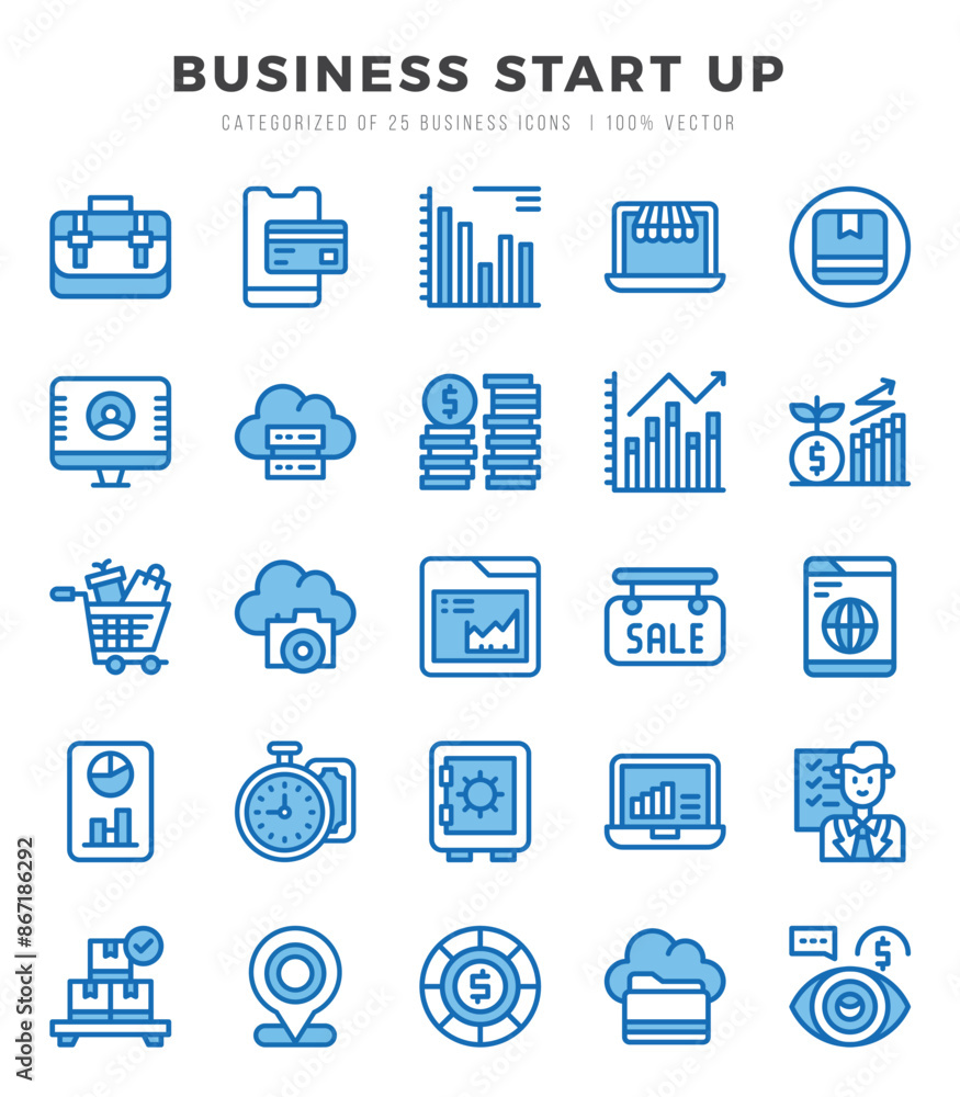 Fototapeta premium Business Start Up Icon Pack 25 Vector Symbols for Web Design.