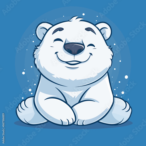 cartoon character logo, Polar Bear, winking, smiling, 2d, vector illustration, mascot logo