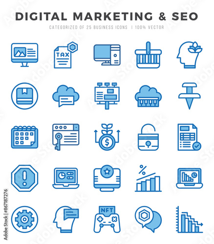 Digital Marketing & SEO Icon Bundle 25 Icons for Websites and Apps