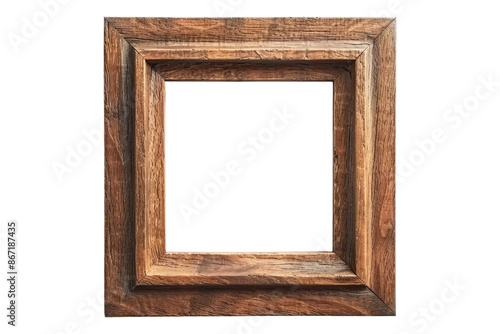 Wooden picture frame isolated on transparent background