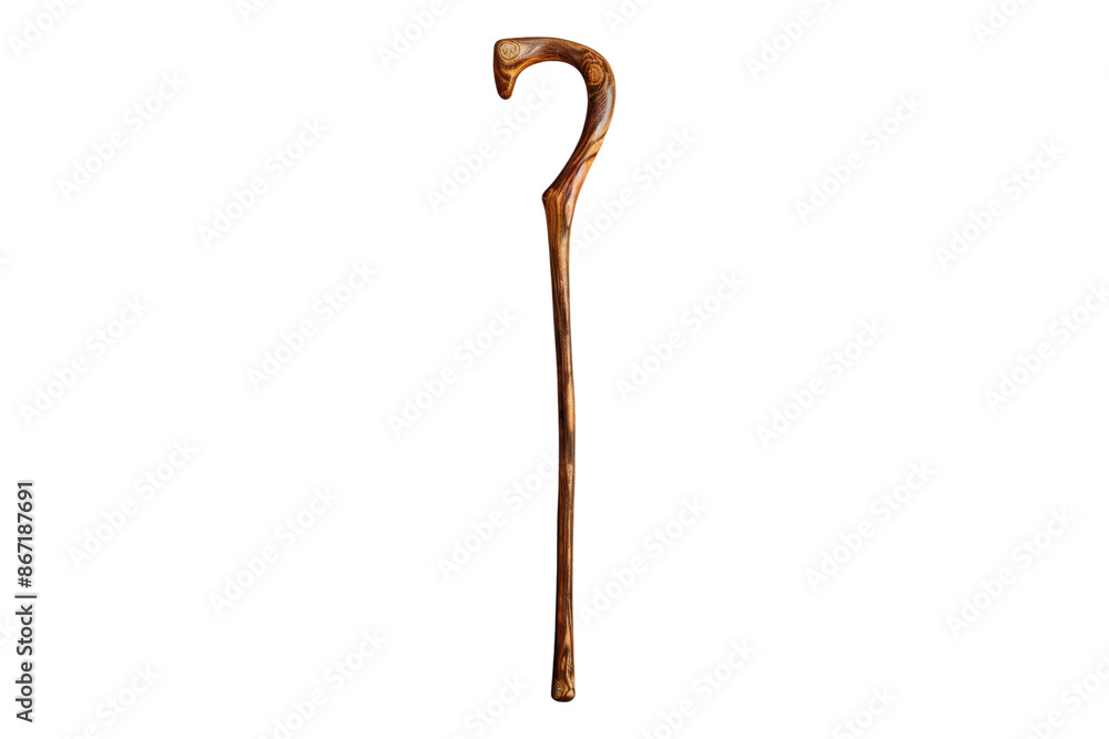 Wooden walking stick cane isolated on transparent background Wooden walking stick cane isolated on transparent background
