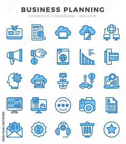 Set of Two Color Business Strategy Icons. Two Color art icon. Vector illustration