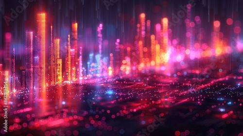 Abstract Cityscape with Glowing Lights