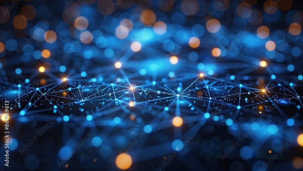Abstract Network of Blue and Orange Lights Abstract Network of Blue and Orange Lights